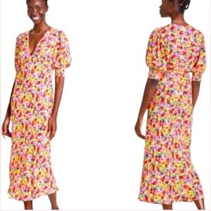 NWT RIXO x Target floral puff sleeve midi dress. Size 10.